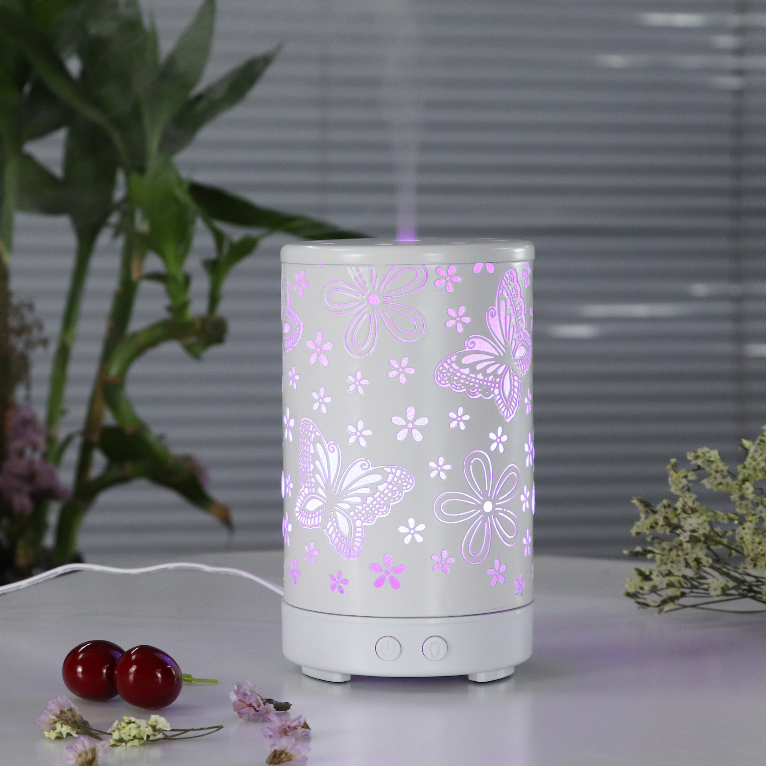 100ml Iron Shell Butterfly Timing LED Ultrasonic Aroma Diffuser Humidifier