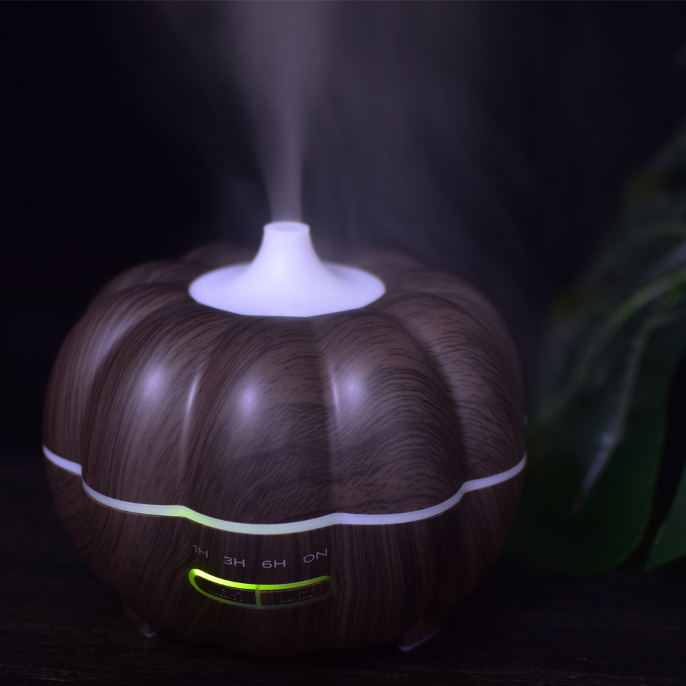300ml Pumpkin Wood Grain Diffuser Humidifier Ultrasonic Cool Mist Humidifier with Adjustable Mist Mode