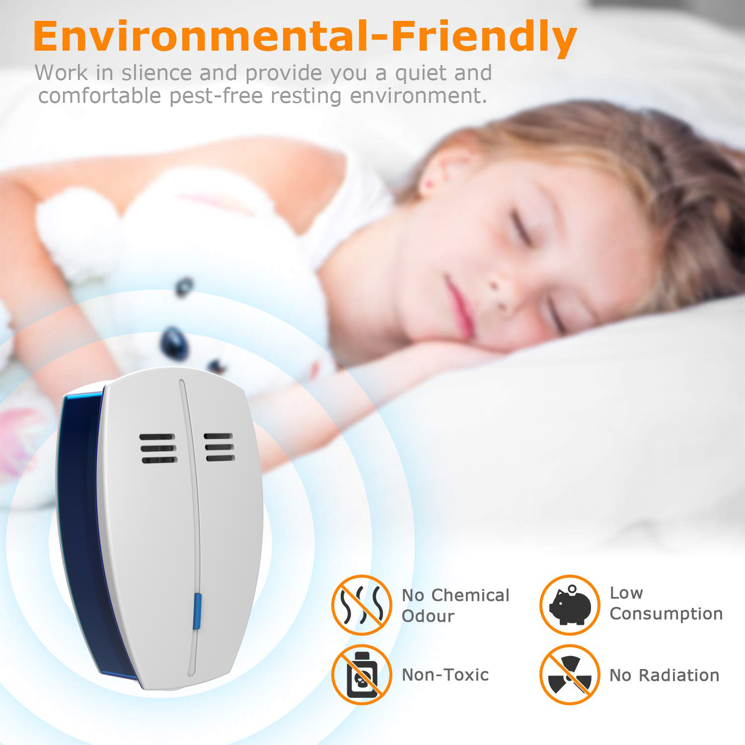  Newest Amazon Hot Selling Ultrasonic Pest Repellent With LED Night Lights 